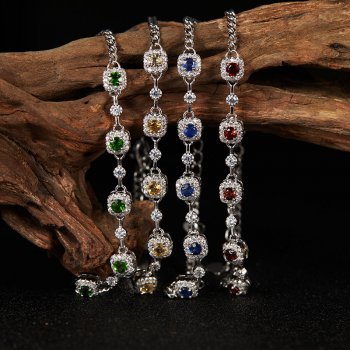 S925 Sterling Silver Natural Garnet Apatite Amethyst and Colorful Gemstone Bracelet